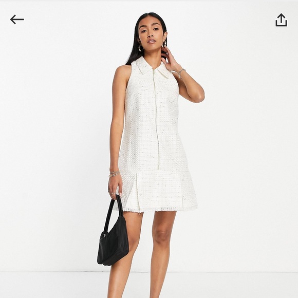 Classy Old Money Vibes River Island Mini Dress in Cream - Picture 5 of 7